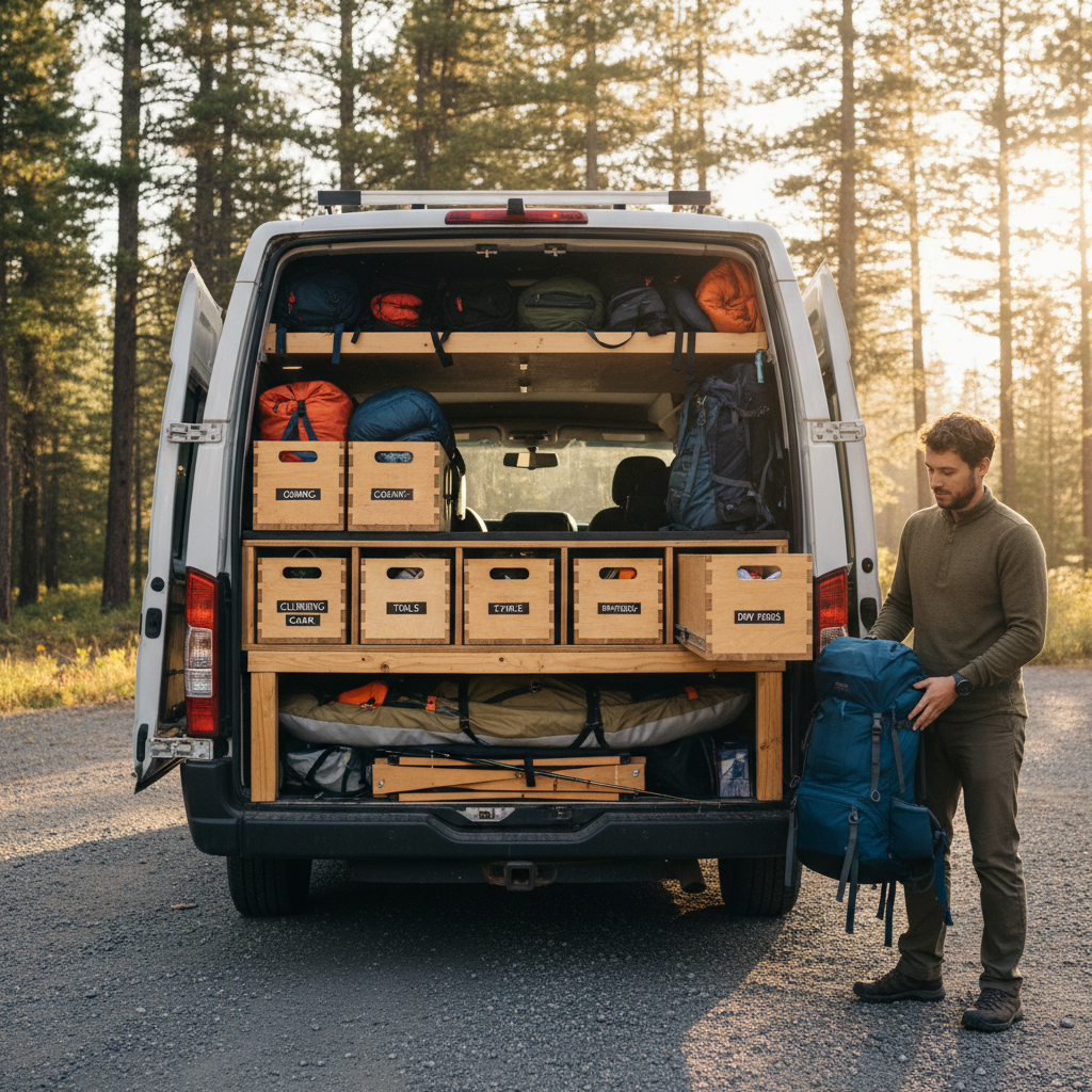 How to Organize Your Camper Van Garage Area