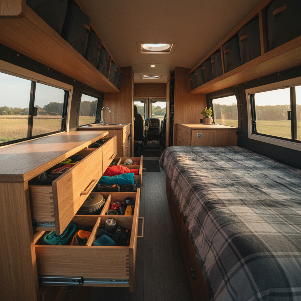 Drawer Storage vs Overhead Bins in a Camper Van Build