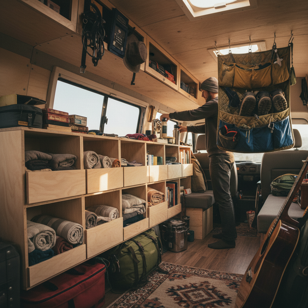 Hanging Organizers vs Cubbies for Camper Van Storage