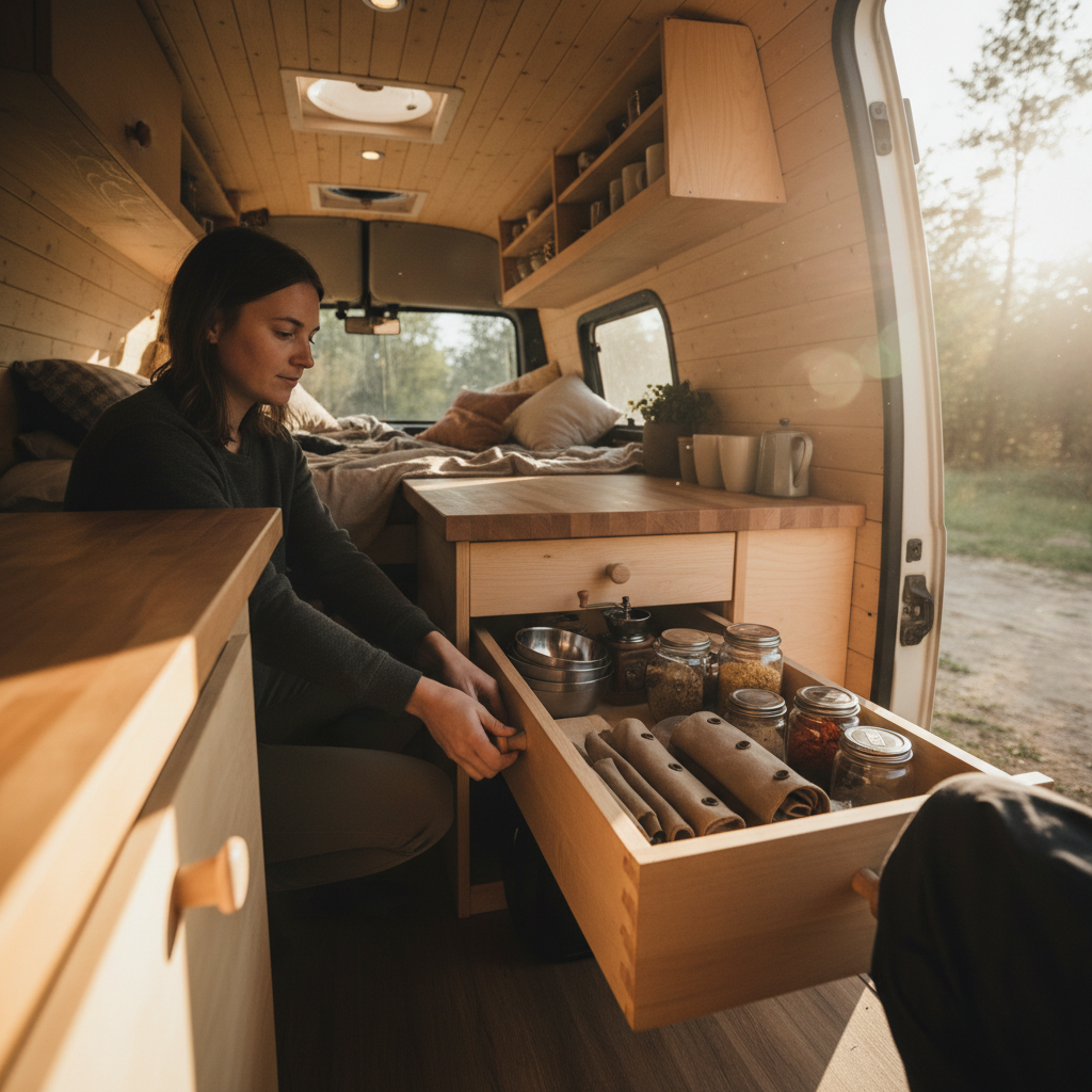 How to Organize a Camper Van So Nothing Slides Around
