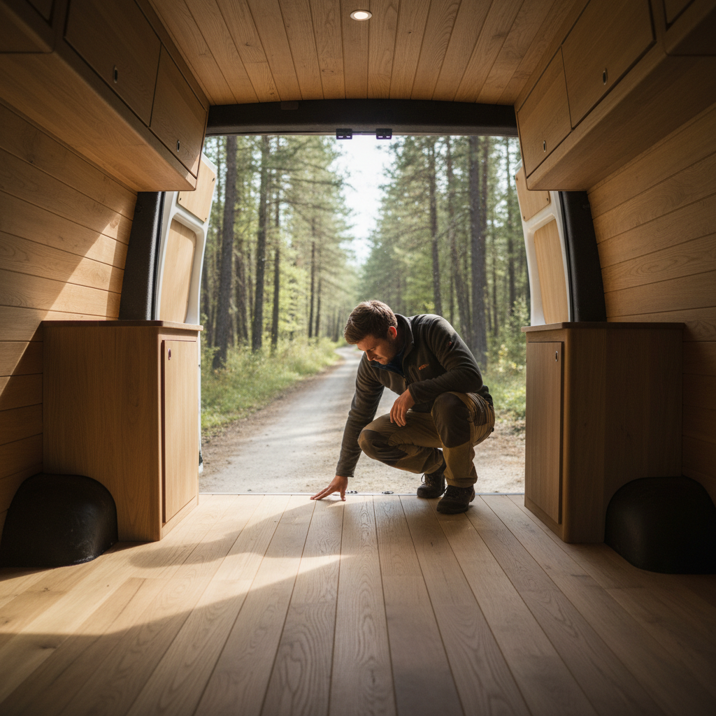 Trending Van Flooring Looks for a Homey Weekend Camper